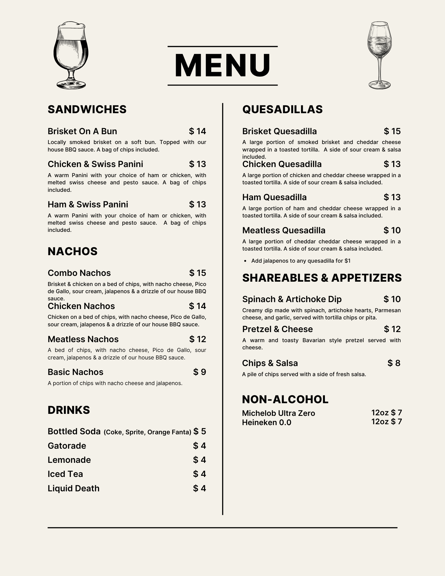 Food Menu, Website